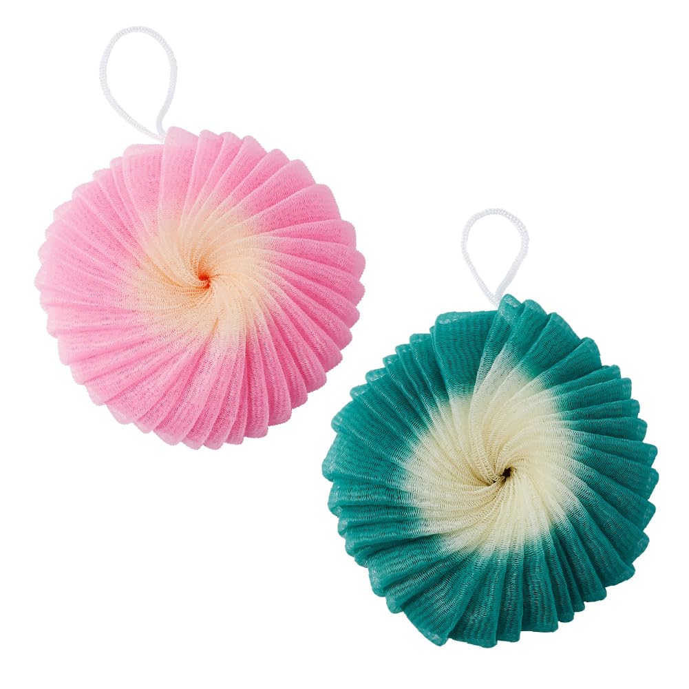 Éclat Mesh Bath Sponge Loofah Ball, Soft Exfoliating Body Scrubber for Wash, Rich-Lather Nylon Net Puff with Quick-Dry Hanging Loop, Gentle Daily Beauty and Personal Care Éclat