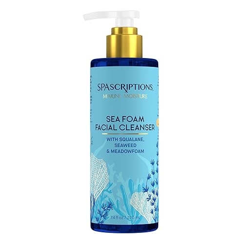 SpaScriptions Marine Moisture Sea Foam Facial Cleanser, Hydrating Foaming Face Cleanser, Purifying Daily Face Wash, Moisturizing, with Squalene Beauty & Personal Care SpaScriptions