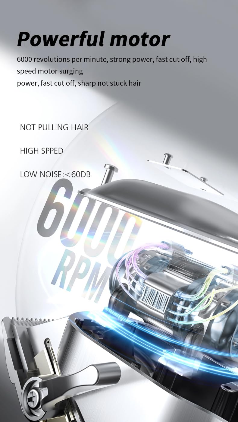 Hair Clipper for Men Professional Electric Cutting & Trimmers Set with 6000RPM Powerful Motor & LCD Display Mens Cordless Grooming Kit Barbers Haircut Beauty and Personal Care GLESVOWIO
