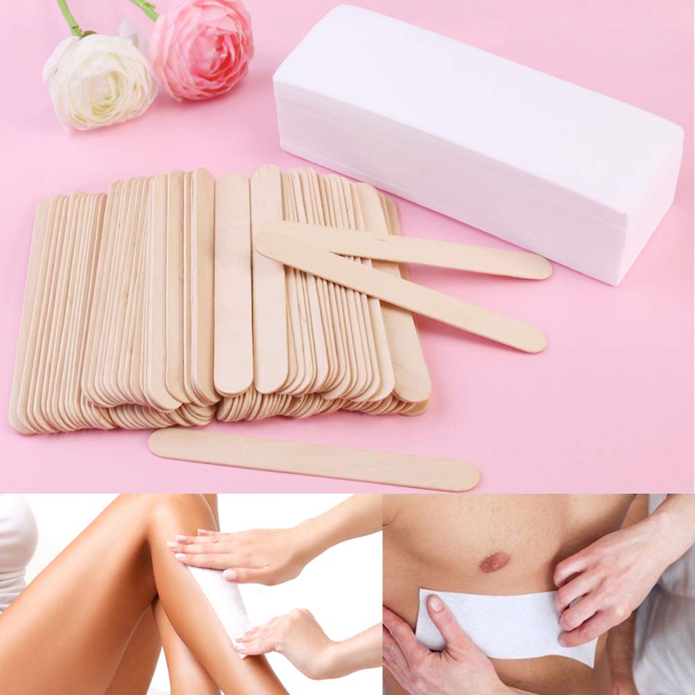 100Pcs Depilatory Strips Wax Sticks for Hair Removal Nonwoven Facial Body Paper Strips Odorless Skin-friendly for Home Salon Use Beauty and Personal Care Milisten