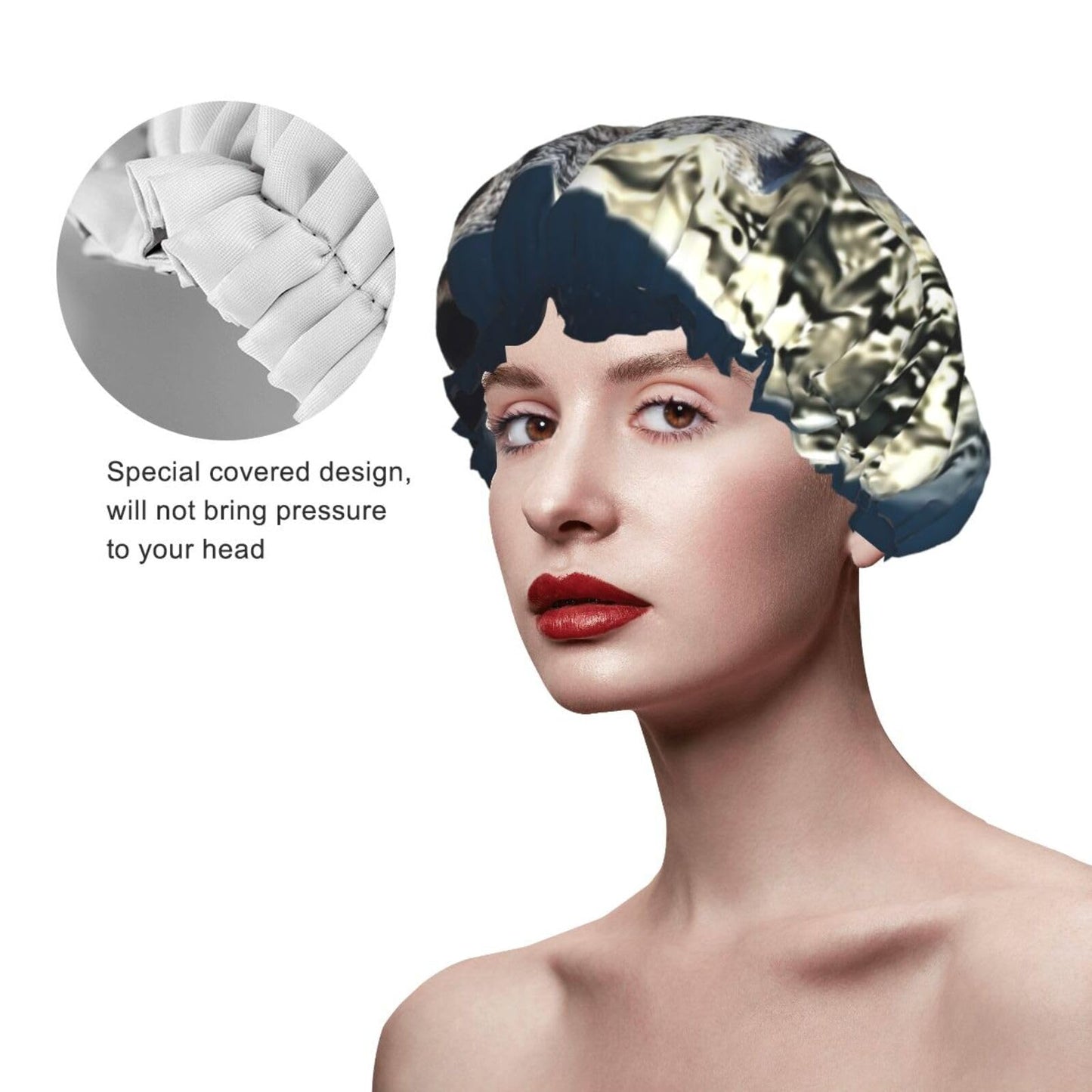 Owl and Moon Shower Cap for Women Men Large Reusable Shower Bonnet Double-Layer Waterproof Bath Caps Elastic Band Hair Hat for All Hairstyles Beauty and Personal Care BWLHJKE