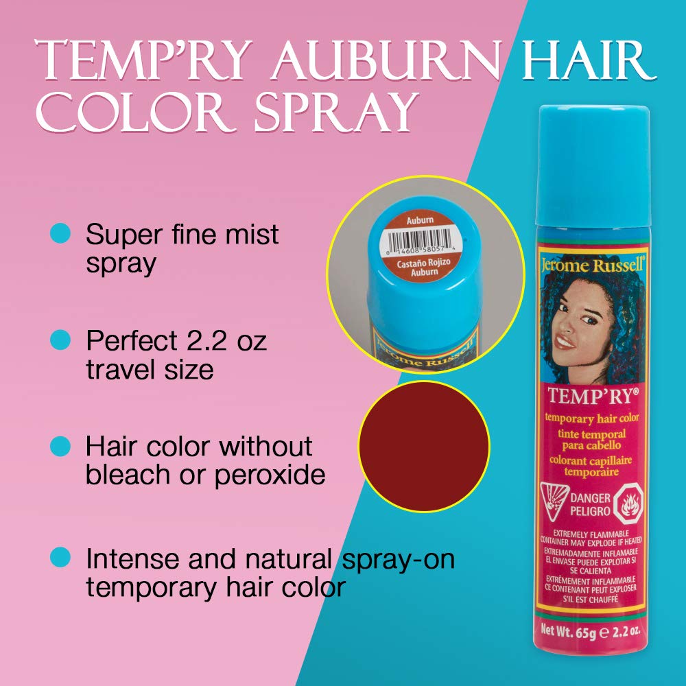 Jerome Russell Temp'Ry Spray-On Auburn Hair Color, 2.2Oz X 3 Pack Beauty & Personal Care Jerome Russell