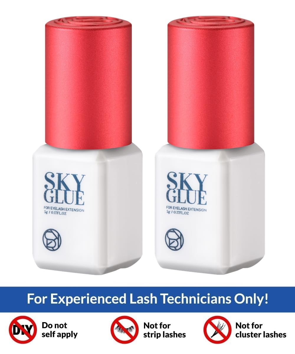 2 Bottles Sky Glue S+ for Eyelash Extension 5ml - Powerful Strong Professional Black Bonding Adhesive for Lash Extensions / 1-2s Fast Drying / 6-8 Beauty & Personal Care TUBeauty