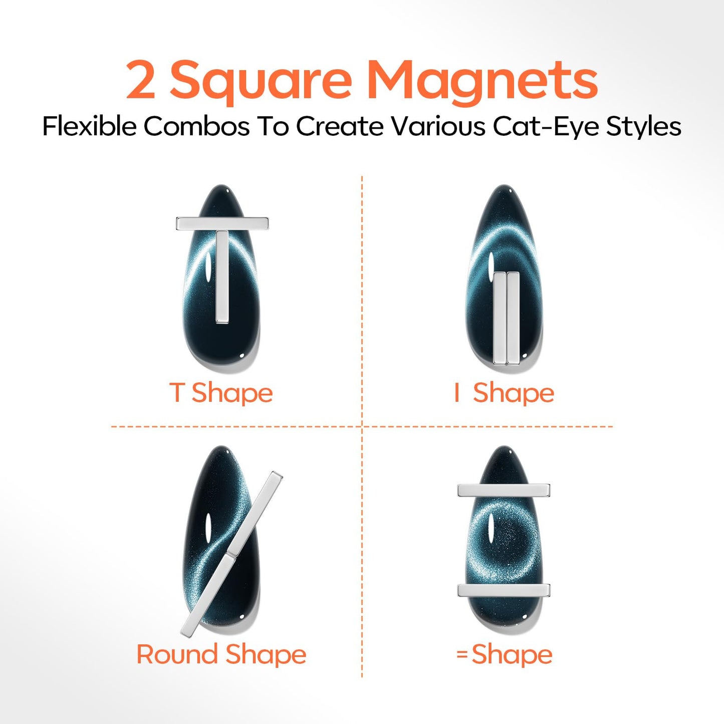 modelones Cat Eye Magnet Set, Heart French Cateye Gel Polish Nail Tools Kit Dual-Head 3 IN One Magnets Pen Round Square Flower Glassy Moon Multi Beauty and Personal Care modelones