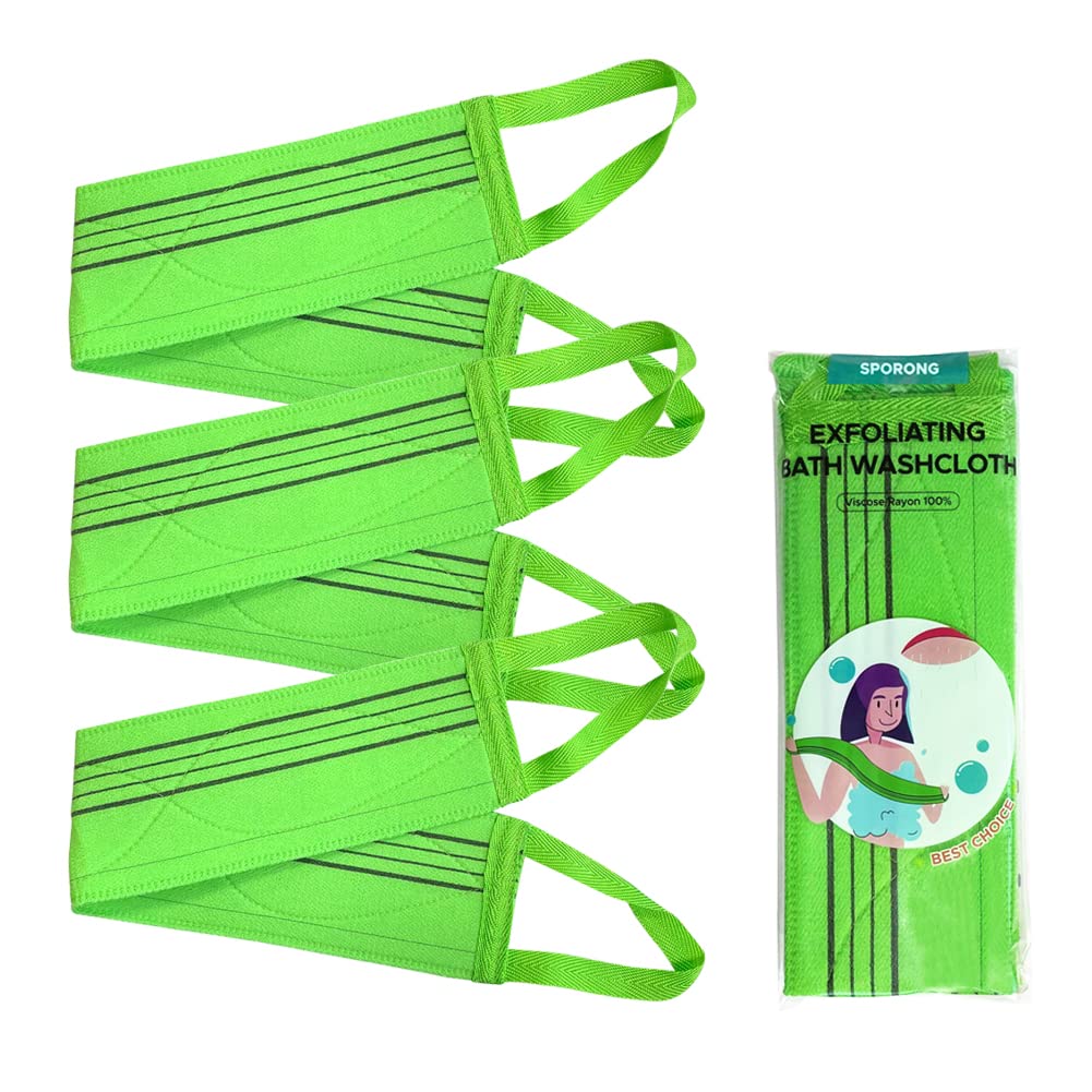 SPORONG x (3 pcs) Long Exfoliating Back Washcloth Bath Wash Towel Korean Italy Towel Beauty & Personal Care SPORONG