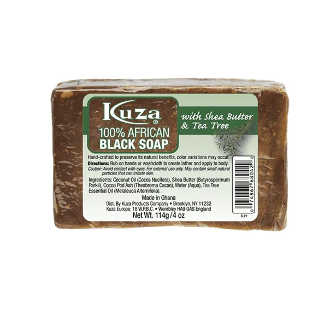 Kuza 100% African Black Soap with Shea Butter & Tea Tree, 4 oz Beauty & Personal Care Kuza