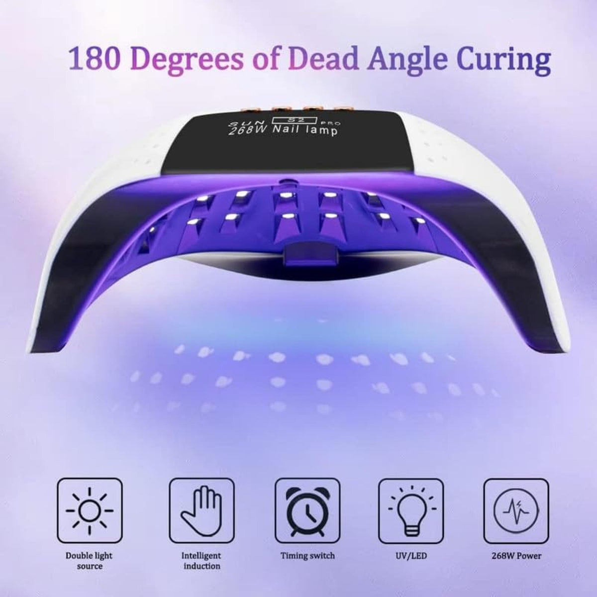 LKE 268W UV LED Nail Lamp for Pro Salon & Home Use with Auto-Sensor, White