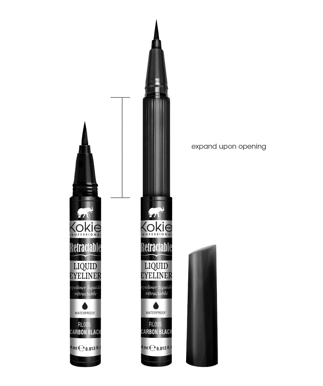 Kokie Retractable Liquid Eyeliner, Pointed Felt Tip, Waterproof & Smudge Free, Long-lasting, Vegan, Cruelty-Free Beauty & Personal Care Kokie