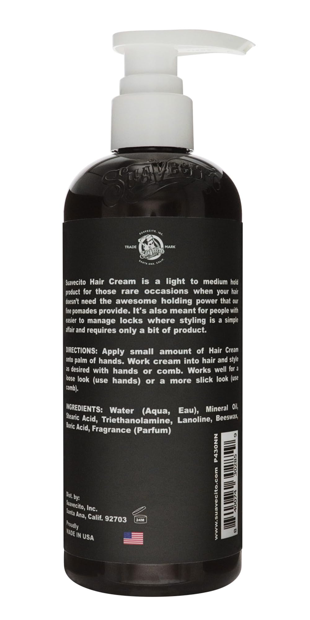 Suavecito Hair Cream Pump Bottle Medium Shine All Day Light Hold (16 oz) Beauty & Personal Care Suavecito