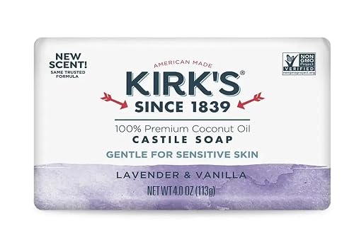 Kirk's 100% Premium Coconut Oil Castile Bar Soap, Lavender & Vanilla, 4 oz (113 g) Beauty & Personal Care Kirk's