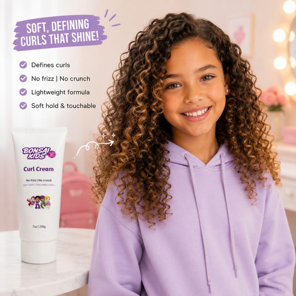 Bonsai Kids Curl Cream for Kids & Toddlers - Moisturizing Leave-In Curl Defining Cream for Curly, Coily & Wavy Hair, Frizz Control, Soft Hold Beauty & Personal Care Bonsai Kids Hair Care