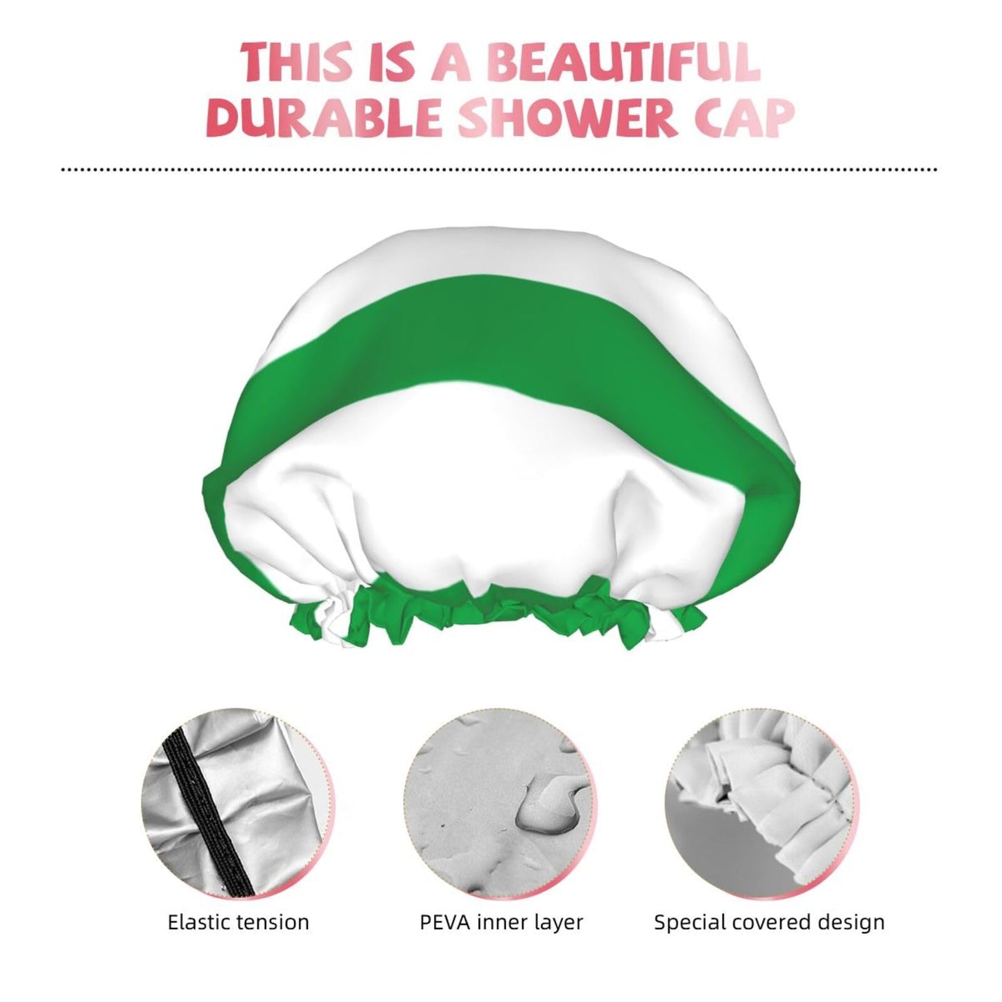 Abkhazia Flag Prints Shower Cap Double Layer Lined Waterproof Bathing Shower Hat Beauty and Personal Care Hayyett