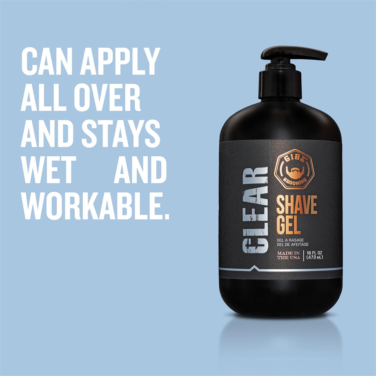 GIBS Grooming Clear Shave Gel, 16oz with pump, Moisturizing shave gel with Shea Butter, Aloe and Oat oil. Beauty and Personal Care GIBS