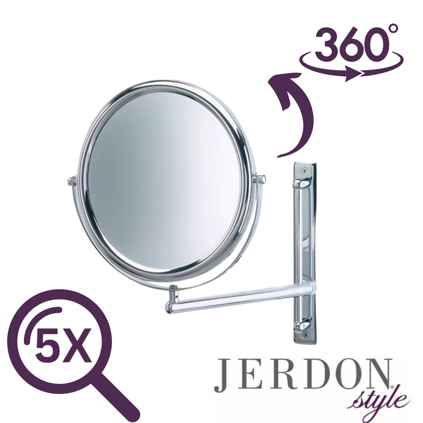 JERDON Two-Sided Wall-Mounted Makeup Mirror with 3X-1X Magnification -9” Diameter Mirror Extends 9” - Polished Chrome Finish - Model JP3030CF Beauty & Personal Care JERDON