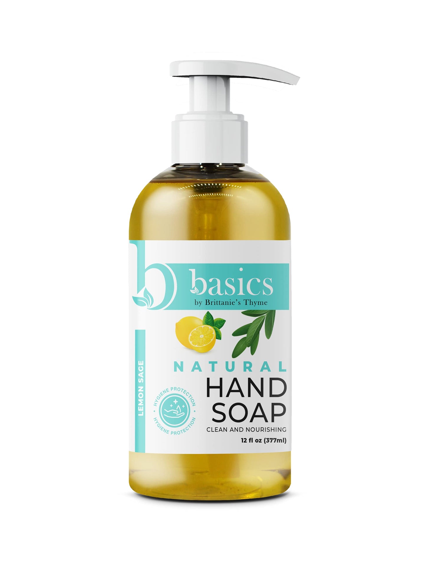 Brittanie's Thyme Basics Natural Olive Oil Hand Soap, Lemon Sage - 12 fl oz, Pack of 3 - Cruelty Free, Vegan, No Synthetic Additives, No Sulfates Beauty & Personal Care Brittanie's Thyme