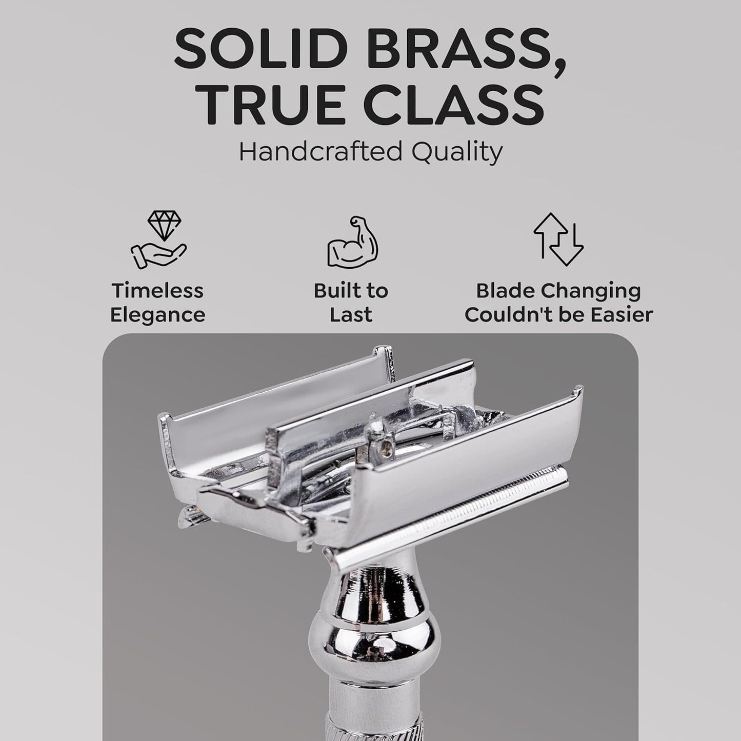 Parker 99R Chrome Long Handle Heavyweight Butterfly Open Double Edge Safety Razor for Men - 5 Parker Premium Platinum Double Edge Razor Blades Beauty and Personal Care Parker Safety Razor