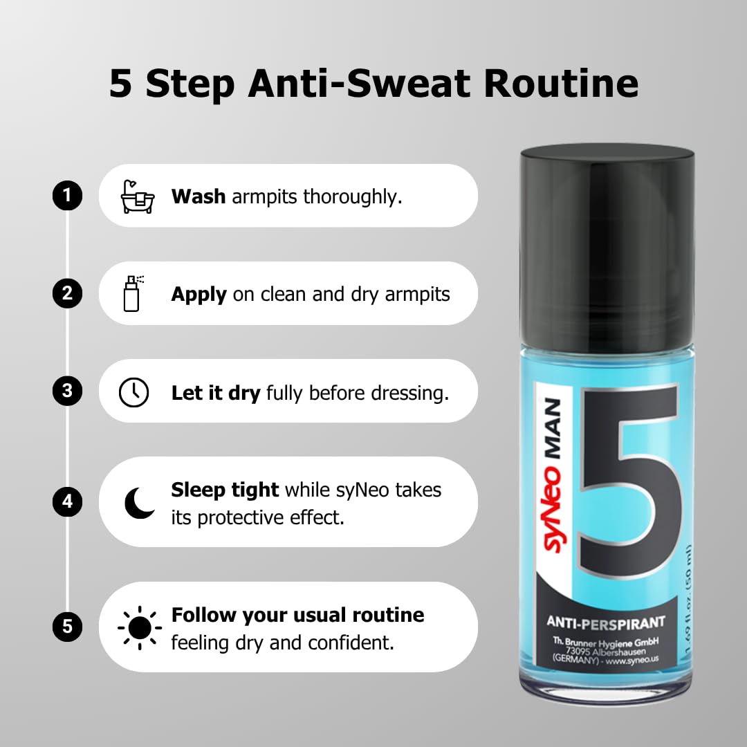 syNeo 5 Antiperspirant MAN Roll-On for men, Anti Sweat Deodorant for men against heavy sweating, Anti-Transpirant Antiperspirant Men Deodorant Beauty and Personal Care syNeo