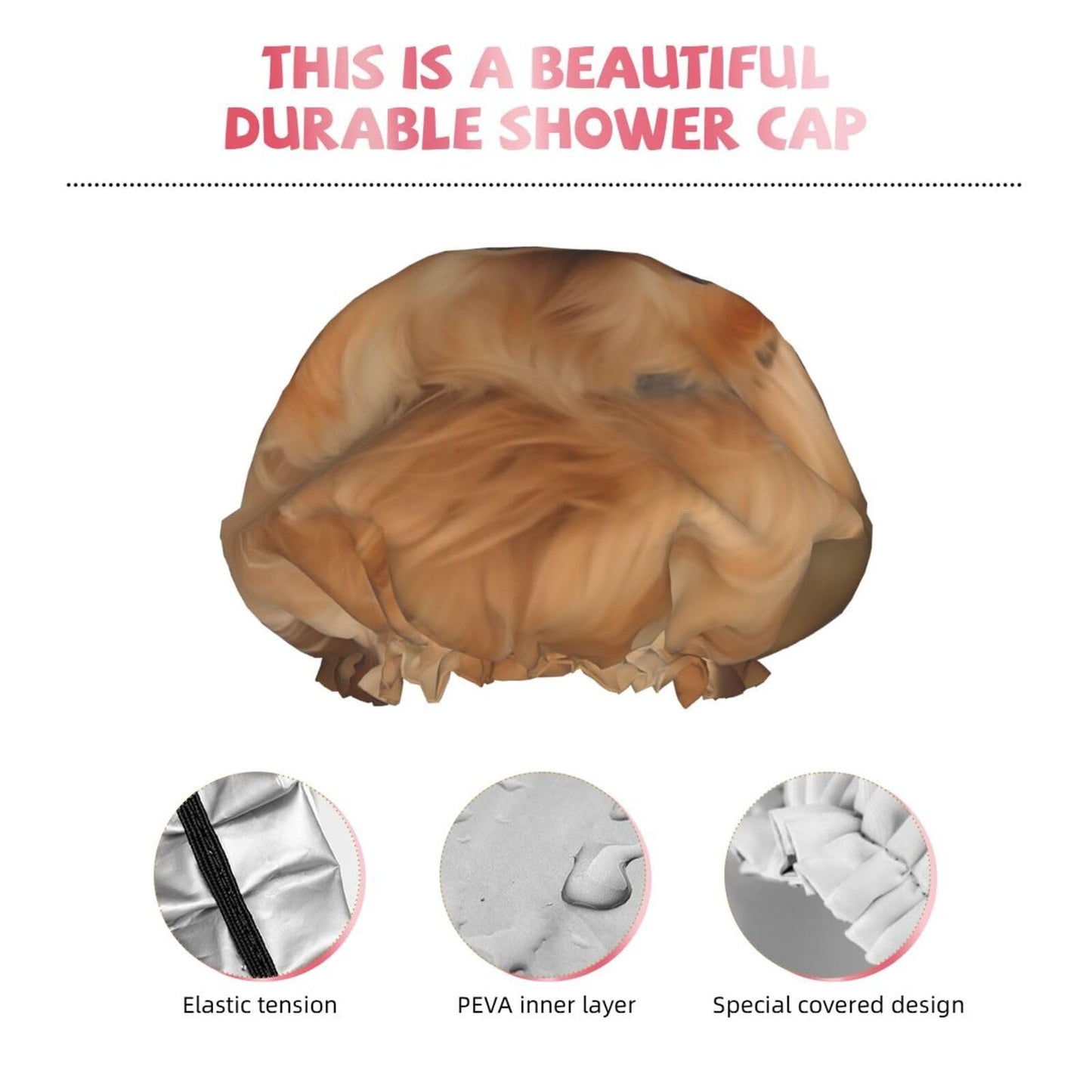 Golden retriever Shower Cap for Women Men Large Reusable Shower Bonnet Double-Layer Waterproof Bath Caps Elastic Band Hair Hat for All Hairstyles Beauty and Personal Care BWLHJKE