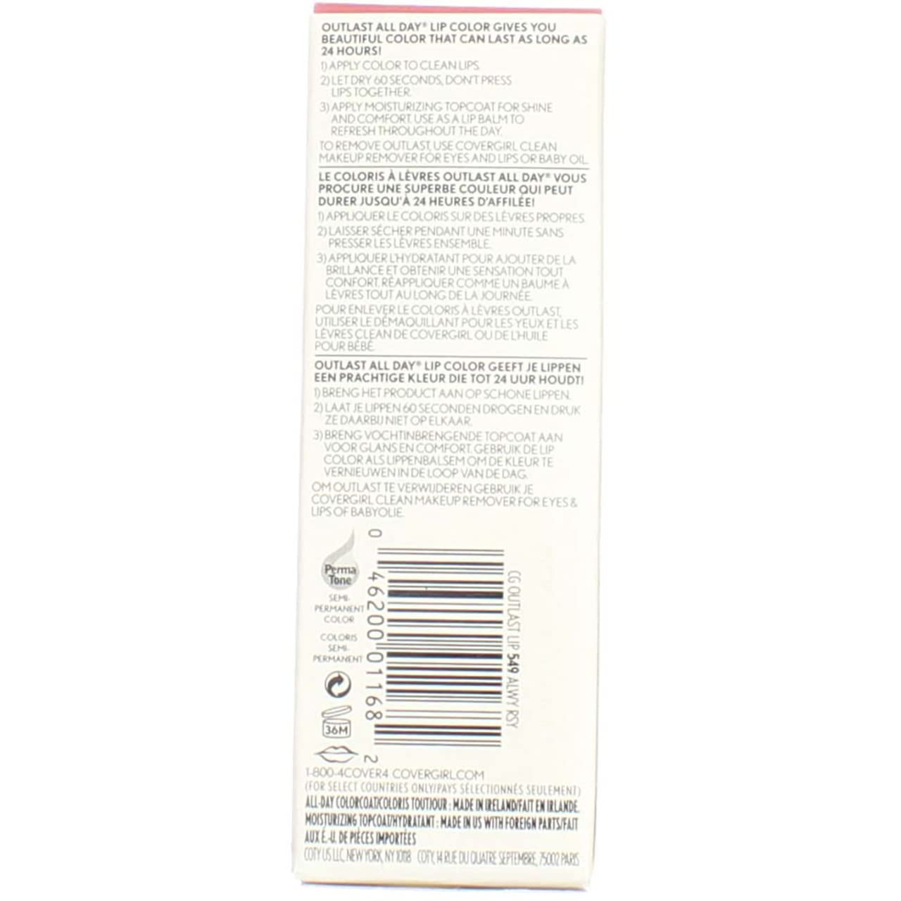 Cover Girl 01168 549alrosy Rosy Outlast Lipcolor Beauty & Personal Care COVERGIRL