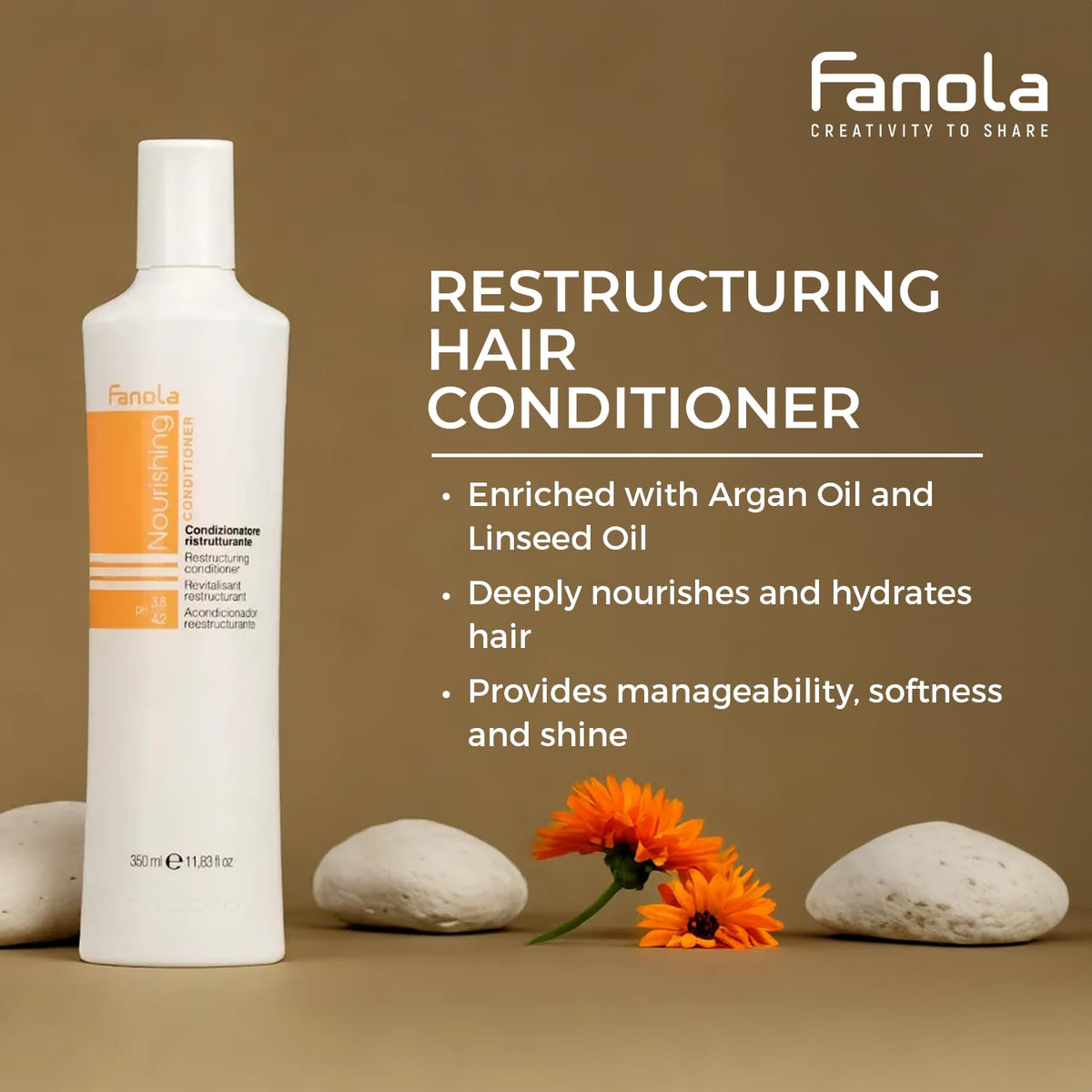 Fanola Restructuring Hair Conditioner for Women & Men - Hydrating Conditioner for Dry Hair with Argan & Linseed Oil - Repairing, Nourishing Beauty & Personal Care Fanola