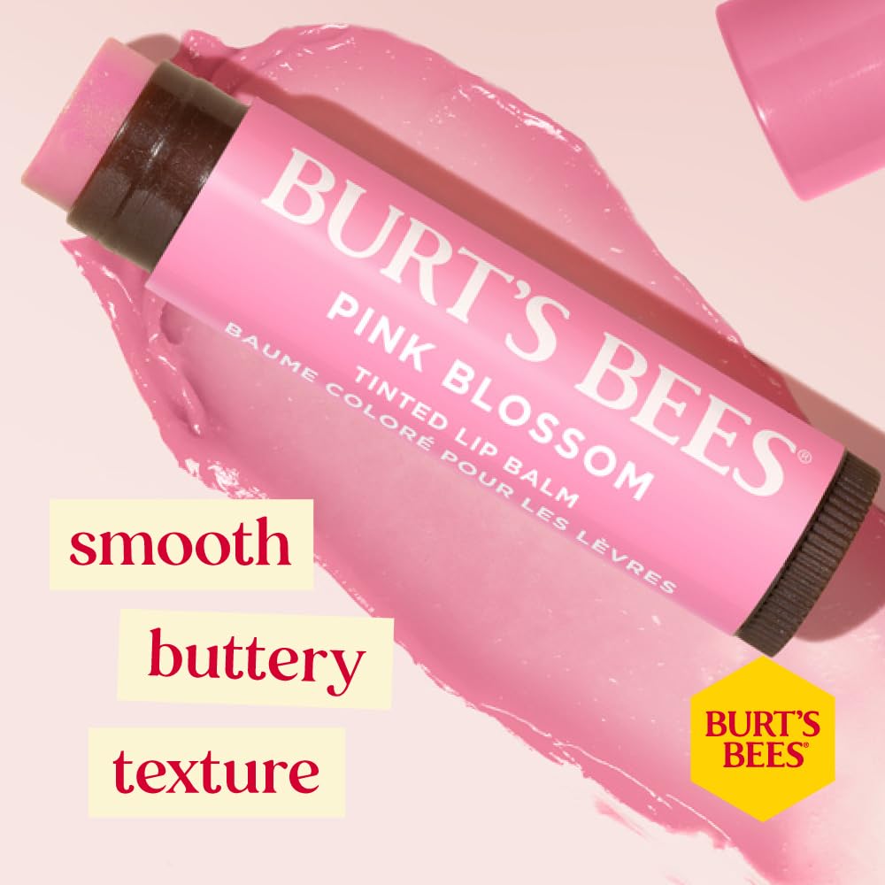 Burts Bees 100% Natural Tinted Lip Balm, Pink Blossom with Shea Butter & Botanical Waxes 1 Tube Beauty & Personal Care Burt's Bees