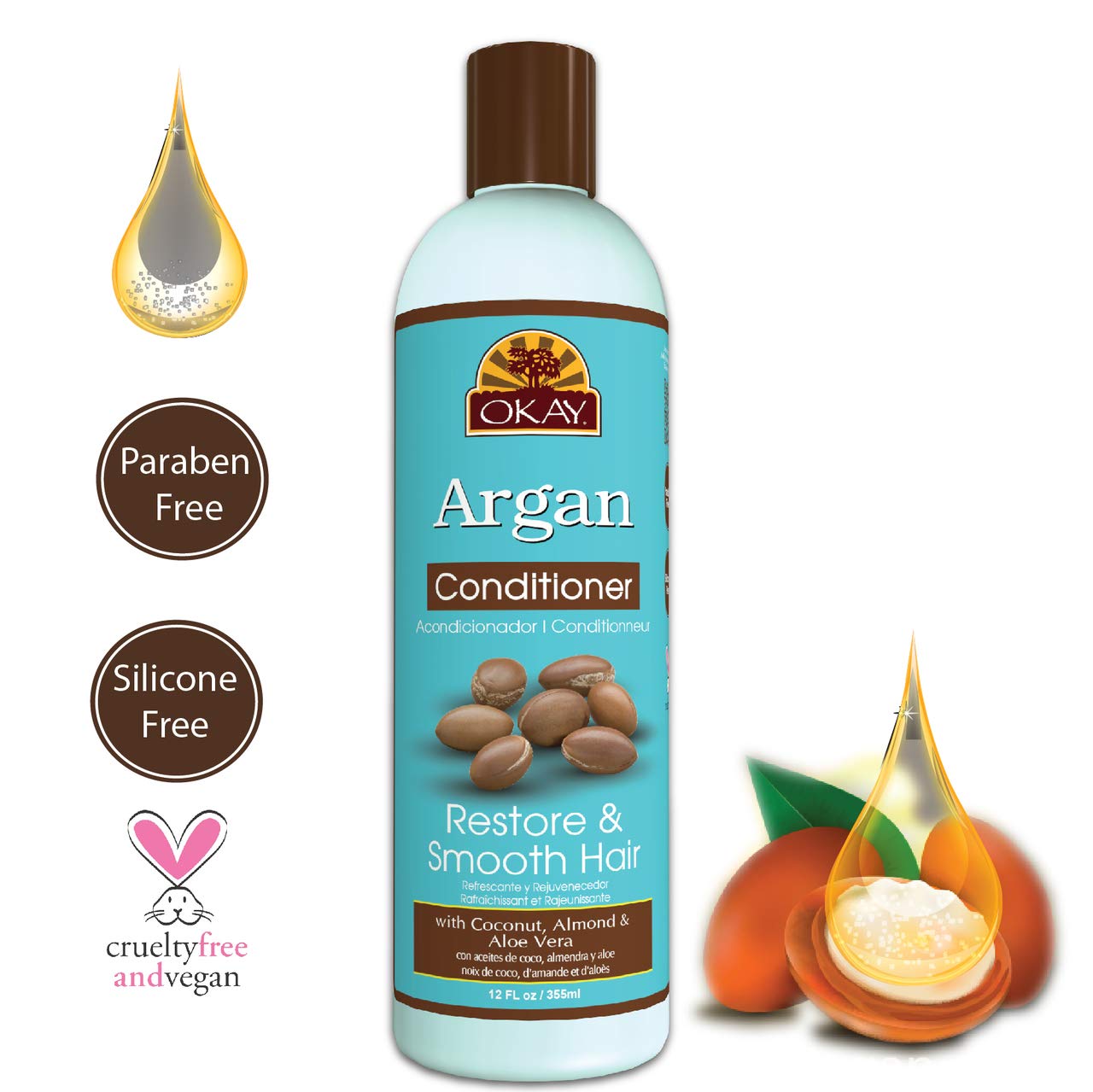 OKAY Argan Oil Conditioner, 12 Fluid Ounce Beauty & Personal Care OKAY