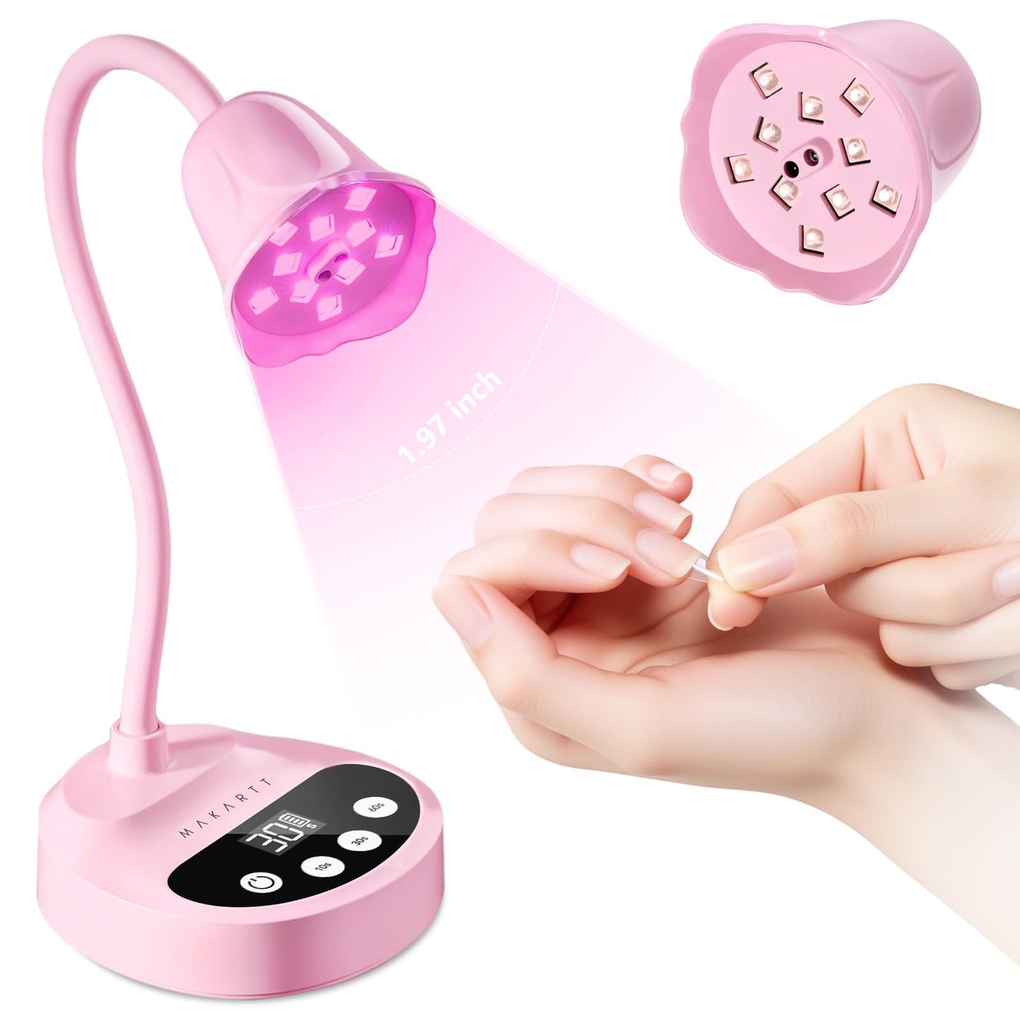 Makartt UV Nail Lamp - Gooseneck LED Nail Light with Auto Sensor & 4 Timers, Rechargeable USB Cordless Flash Cure Lamp Nail Dryer Fast Curing Gel Beauty and Personal Care Makartt Default Title