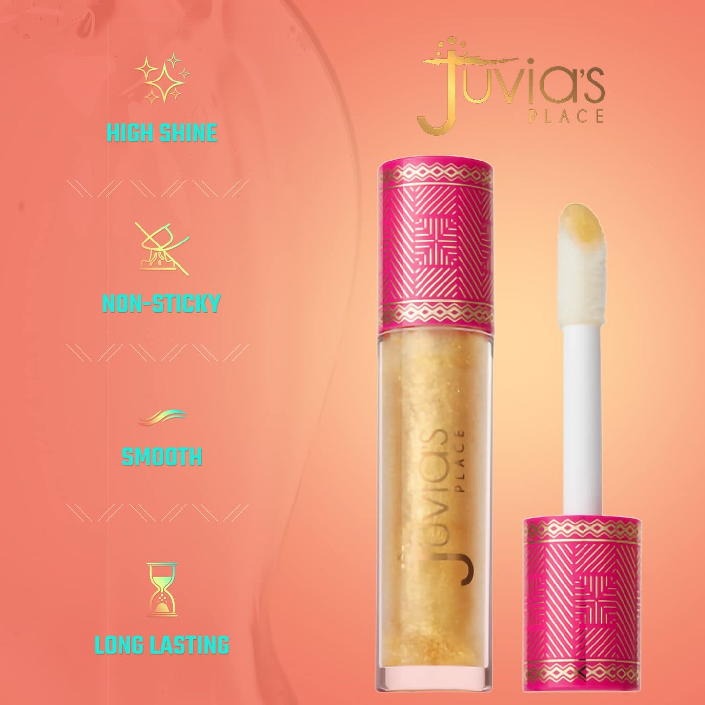 Juvia's Place Lip Gloss Glass It's Electric - Gold Shimmer,16 oz, Clear, Plump, Long Lasting Non-Sticky Luscious High Shine,Glides on Richly Glossy Beauty & Personal Care Juvia's Place