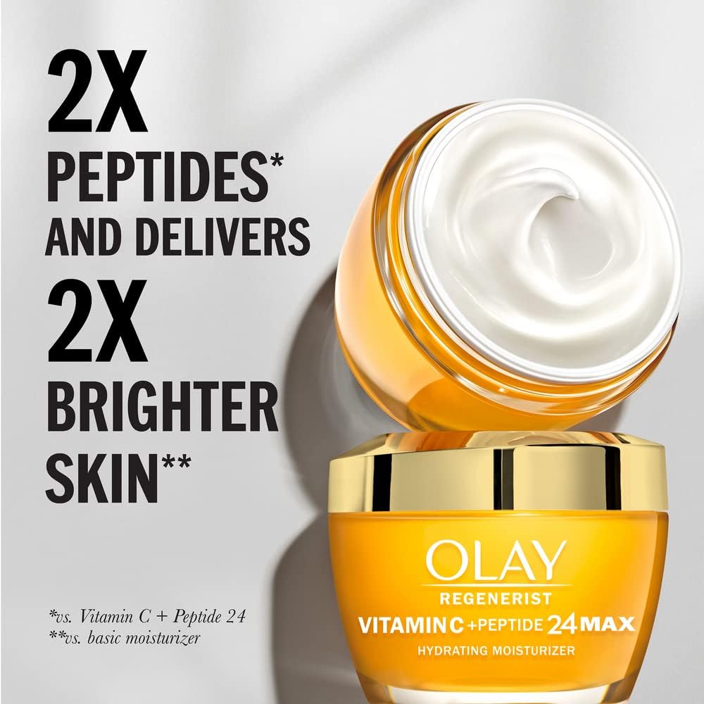 Olay Regenerist Vitamin C MAX + Peptide 24 Brightening Face Moisturizer for Brighter Skin, Lightweight anti aging cream for dark spots 1.7oz, Includes Beauty & Personal Care Olay