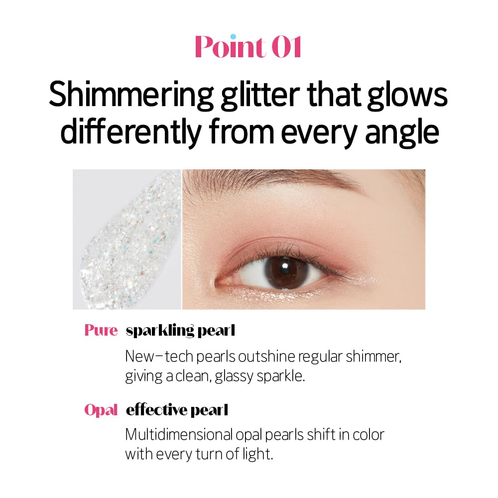 ETUDE Tear Drop Eyeliner, Crystal & Opal Glitter, Smudge-Proof Sparkle, Long-Lasting Formula, All Skin Tone Friendly, Korean Makeup, Beauty, Pure… Beauty & Personal Care ETUDE