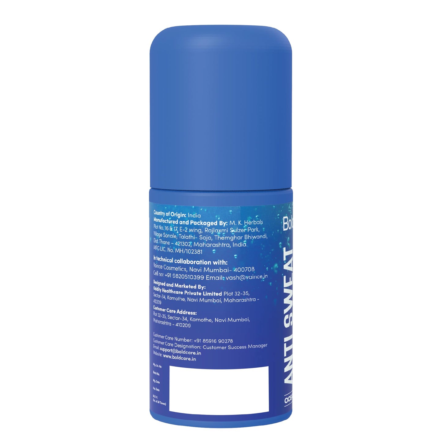 Bold Care Ocean Fresh Antiperspirant & Anti-sweat Deodorant Roll-on - Controls Sweat & Removes Body Odour - All-Day Freshness For Men - Alcohol-Free Beauty and Personal Care BOLD CARE
