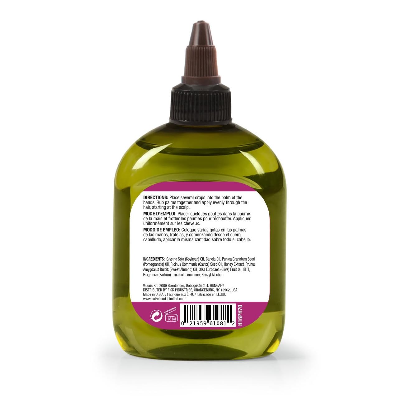 Hair Chemist Pomegranate & Manuka Honey Moisturizing Premium Hair Oil 7.1 oz. - Moisturizing Pomegranate and Honey Infused Hair Oil Beauty & Personal Care Hair Chemist
