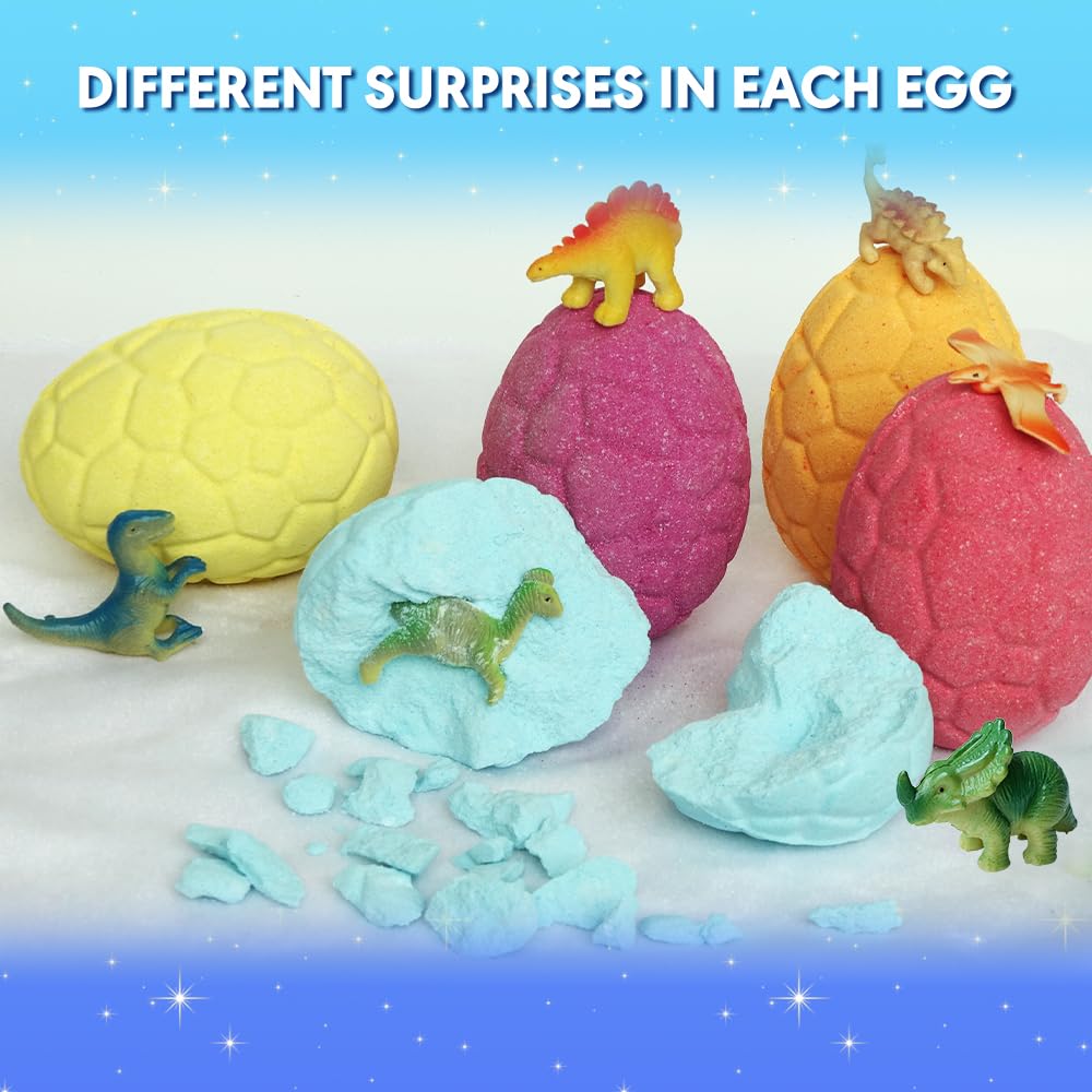 KAV Dinosaur Egg Bath Bombs for Kids - 6pc Fizzy Dino Bath Bomb Gift Set with Surprise Toy Inside - Fun Fizzy Bath Bombs for Boys & Girls, Birthday… Beauty & Personal Care KAV