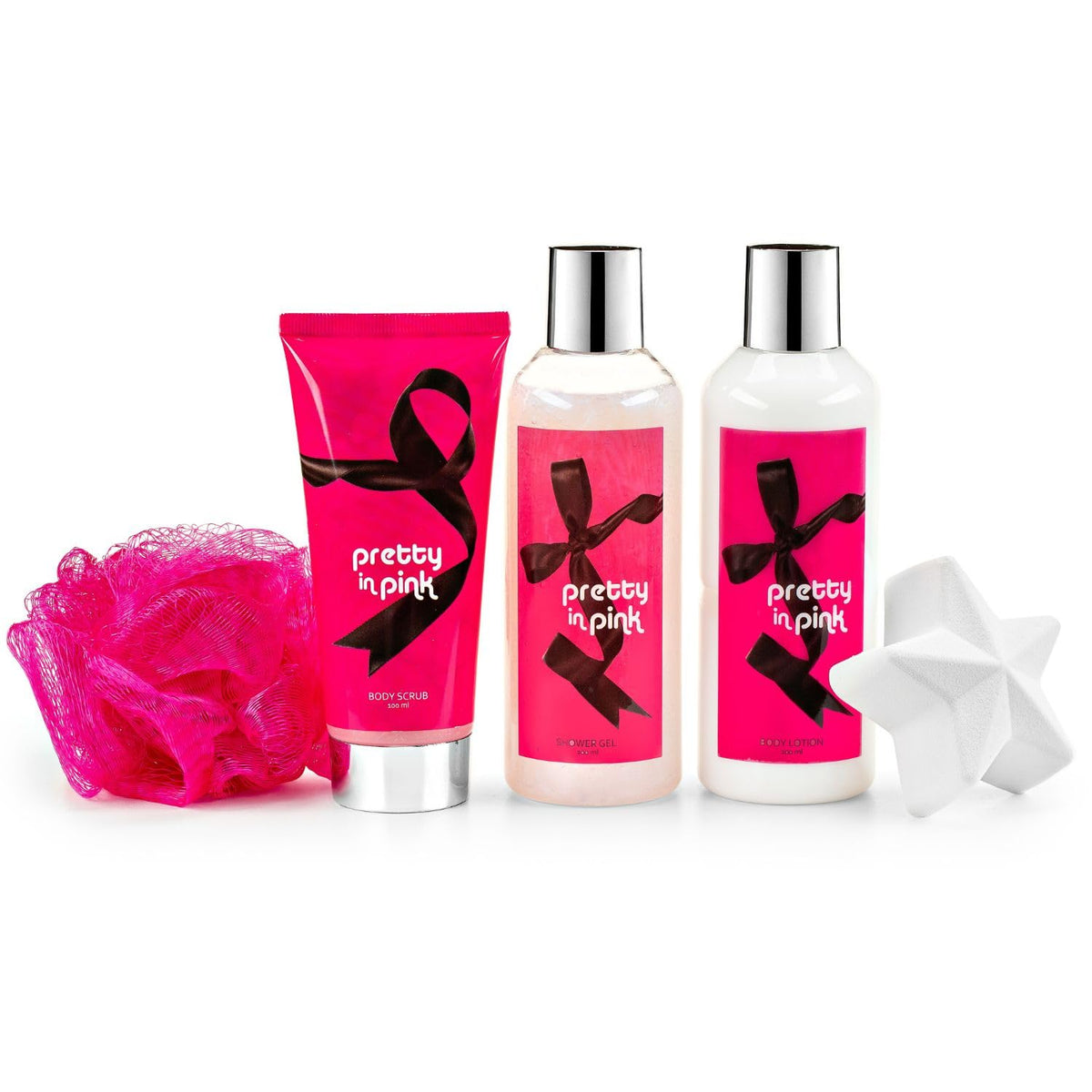 Fragrance Bath & Body Collection Gift Box, Includes Shower Gel, Body Lotion, Body Scrub, Bath Bomb & Sponge (Pretty in Pink) - Mother's Day Gift Beauty and Personal Care Freida and Joe