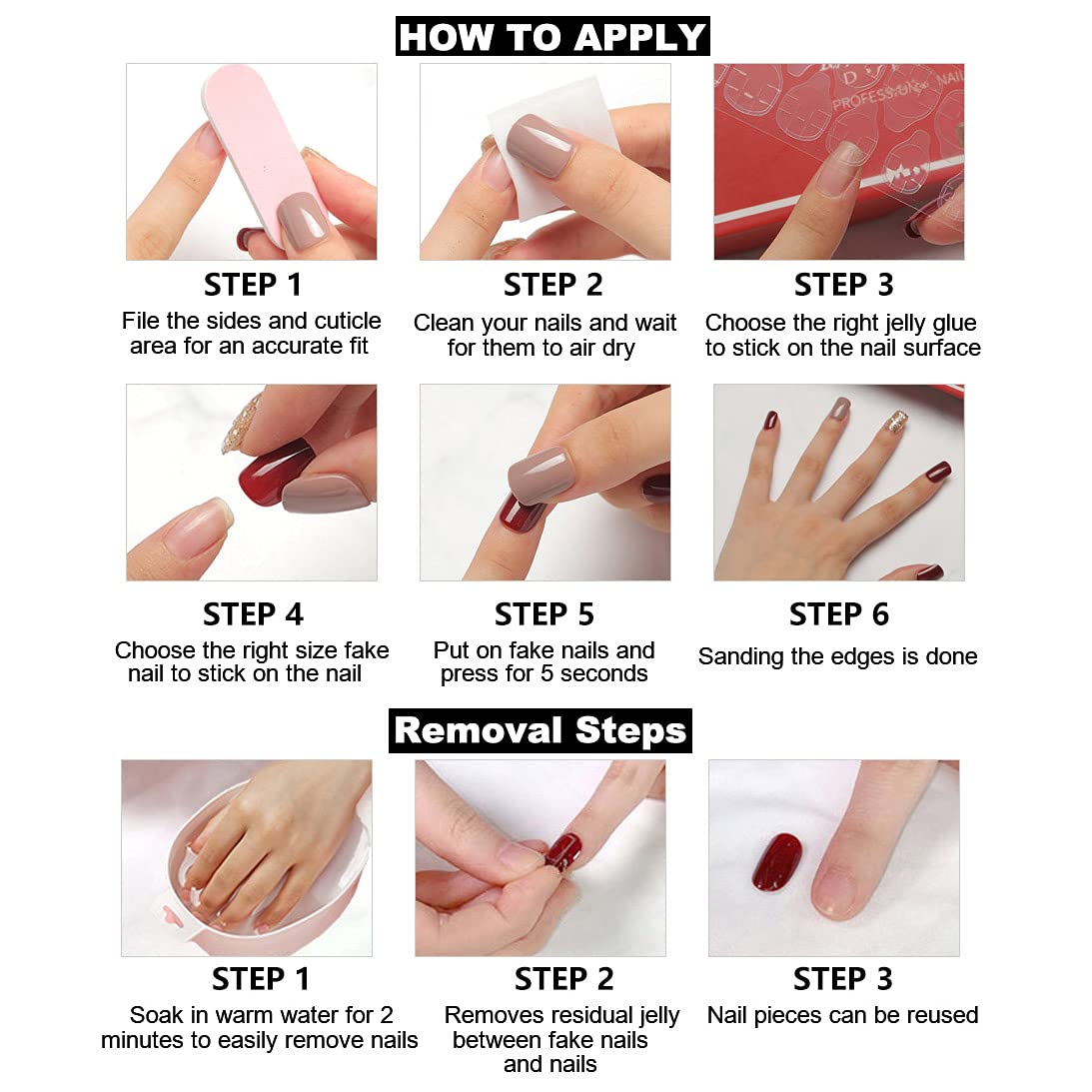 RikView Press on Nails Extra Long Pink Acrylic Nails Coffin Nail Tips Glossy Fake Nails (Pink) Beauty & Personal Care RikView