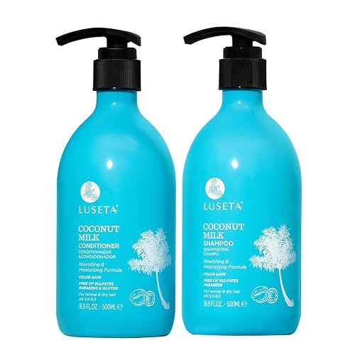 Luseta Coconut Oil Shampoo and Conditioner Set - with Argan, Avocado & Almond Oil - Moisturizing, Frizz Control & Split End Repair Sulfate Free, Color Beauty & Personal Care L LUSETA
