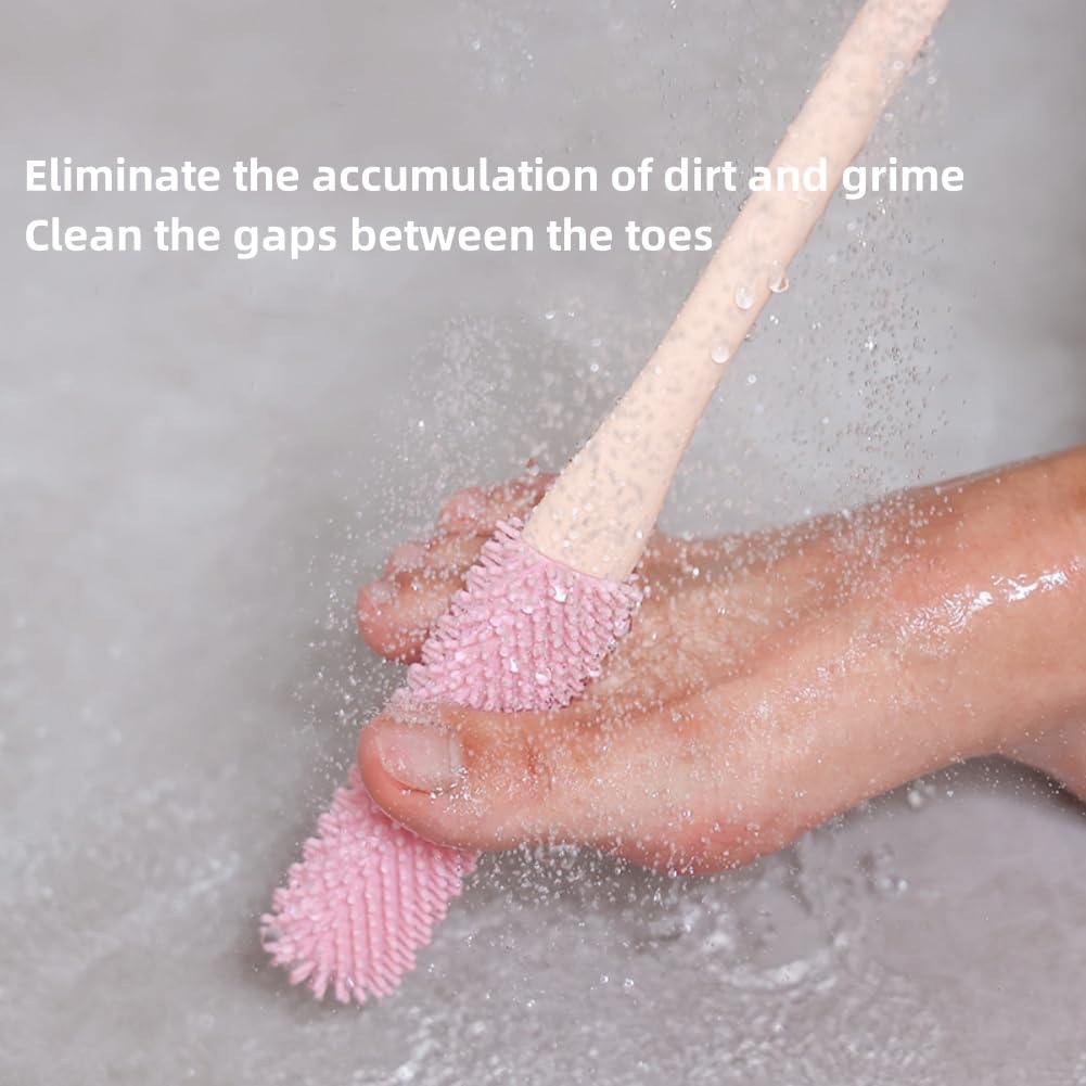 RLRY Toe Cleaning Brush, Foot Scrubber with 15.7" Long Handle Silicone Foot Brush Soft Skin Exfoliation Lotion Applicator for Foot Seniors,Elderly Beauty and Personal Care RLRY