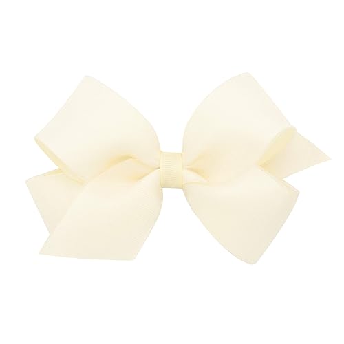 Wee Ones Girls' Grosgrain Hair Bows with Organza Overlay on a WeeStay Clip, Medium, Off White Beauty & Personal Care Wee Ones