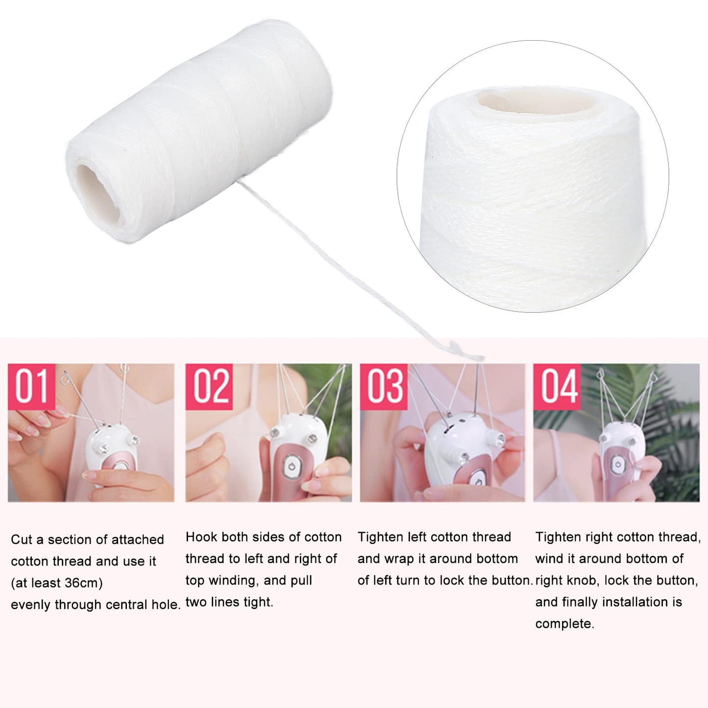 Facial Hair Removal Device Thread, Electric Facial Hair Remover Wire Hair Shaver Beauty Epilator Cotton Strength Threading Thread for Arms for Lower Beauty and Personal Care Shanrya