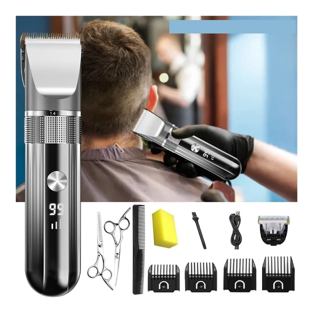 EWKYLSEM Electric Hair Clipper Professional Trimmer Household Waterproof LED Display Men USB Charging Haircut Tools Set(Black-Set2) Beauty and Personal Care EWKYLSEM