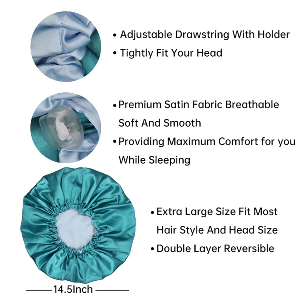Hanbertti 2pcs of Satin Sleep Bonnet with Adjustable buckle, Silk Bonnet, Reusable Bath Hair Cap for Night Sleeping Reversible Double Layer (Fushia Beauty & Personal Care Hanbertti