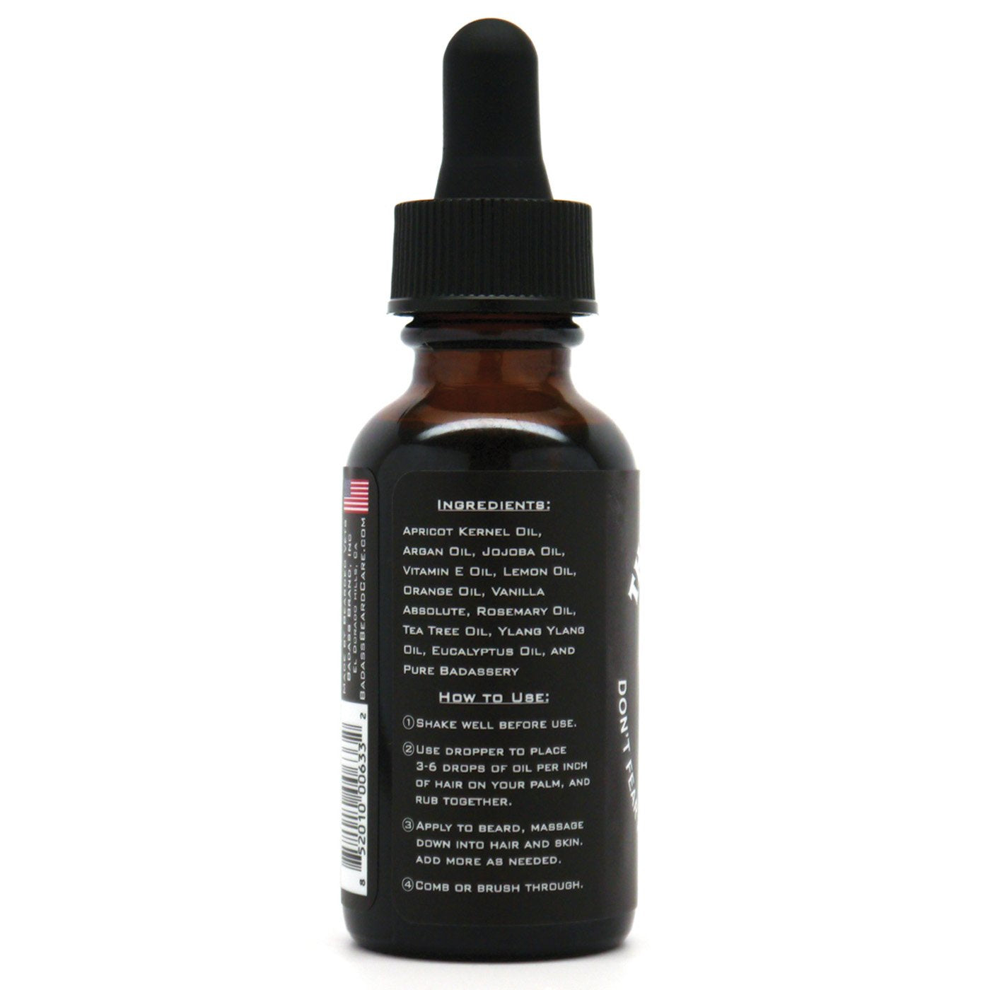 Badass Beard Care Oil for Men - Ladies Man Scent 1 oz - All Natural Argan, Jojoba, Vitamin E - Softens Beard, Reduces Itch, Moisturizes Skin, Promotes Beauty and Personal Care Badass Beard Care