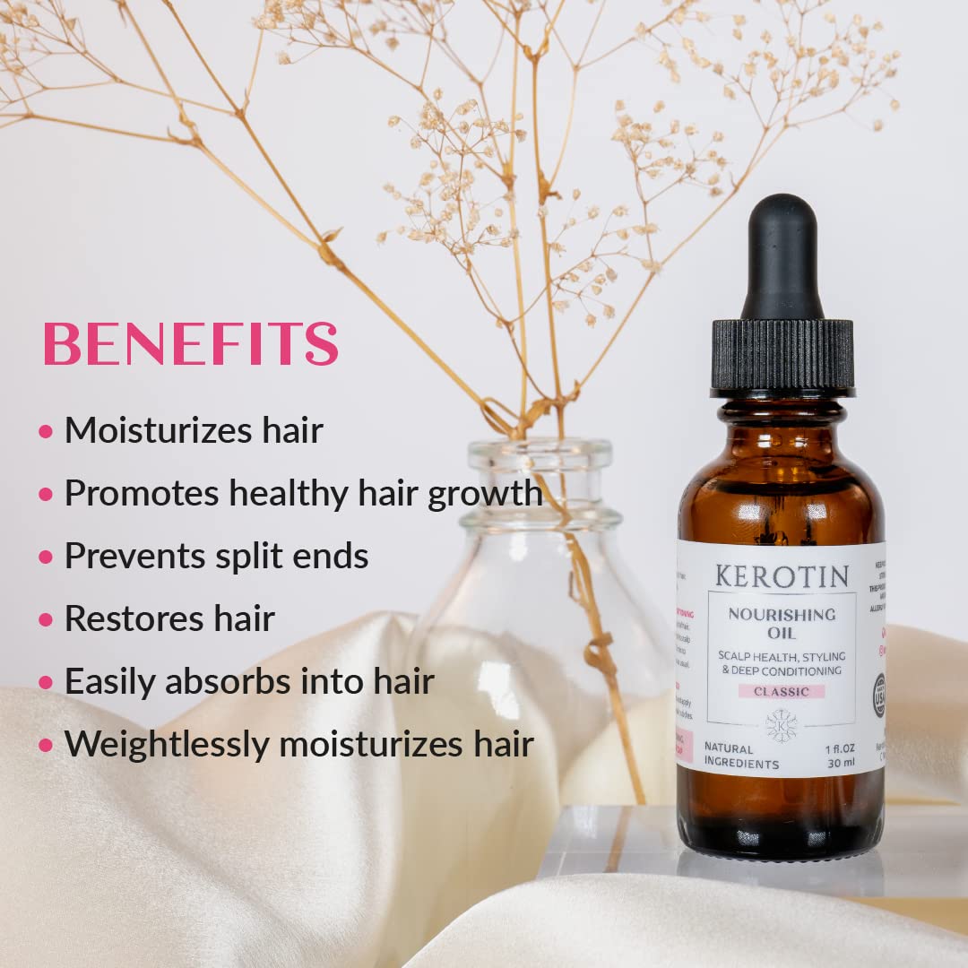 Nourishing Hair Oil -Nine natural organic oils blended with Argan Oil. Repairs Damage, Controls Frizz, Eliminates Split Ends & Smoothens Skin Beauty & Personal Care K Kerotin