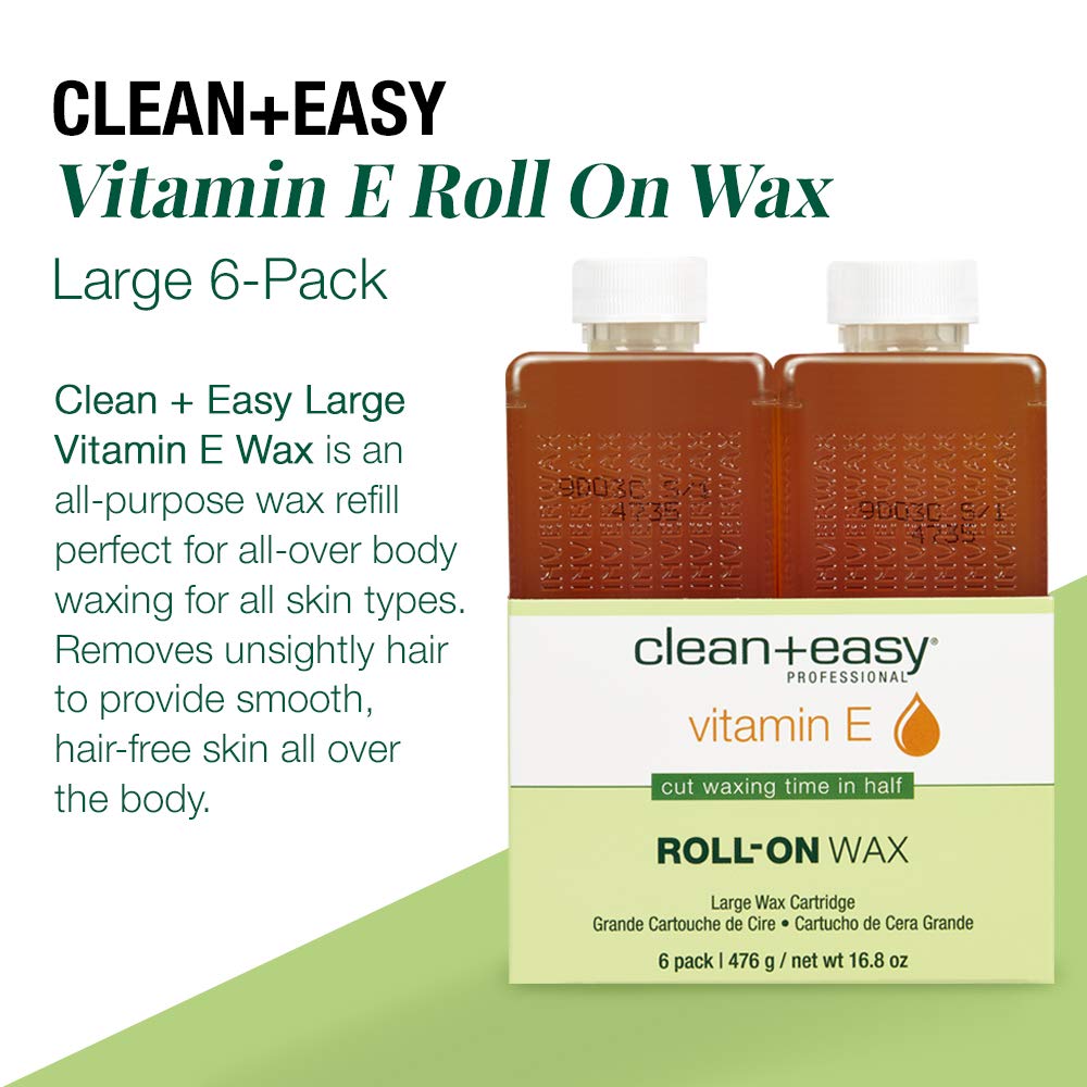 Clean + Easy Vit E Roll-On Wax 6-pack Large Vitamin E, Net Wt. 16.8 oz Beauty and Personal Care Clean + Easy