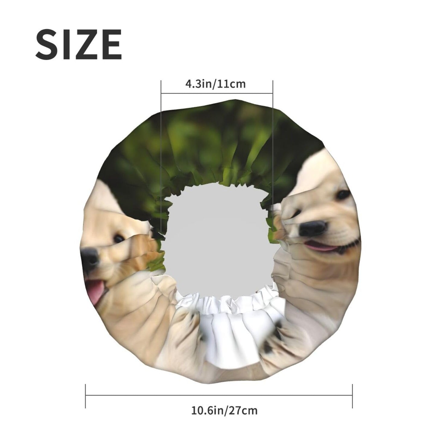 Golden Retriever Puppies Shower Cap for Women Men Large Reusable Shower Bonnet Double-Layer Waterproof Bath Caps Elastic Band Hair Hat for All Beauty and Personal Care BWLHJKE
