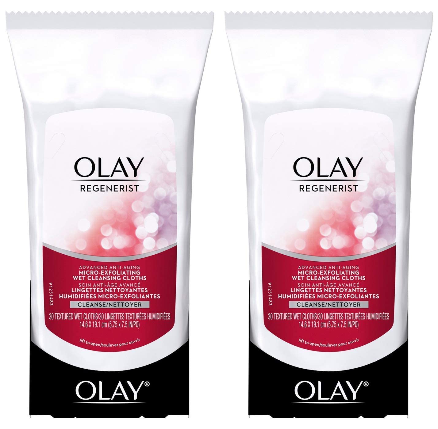 OLAY Regenerist Advanced Anti-Aging Micro-Exfoliating Cleansing Cloths 30 Each (Pack of 2) Beauty & Personal Care Olay