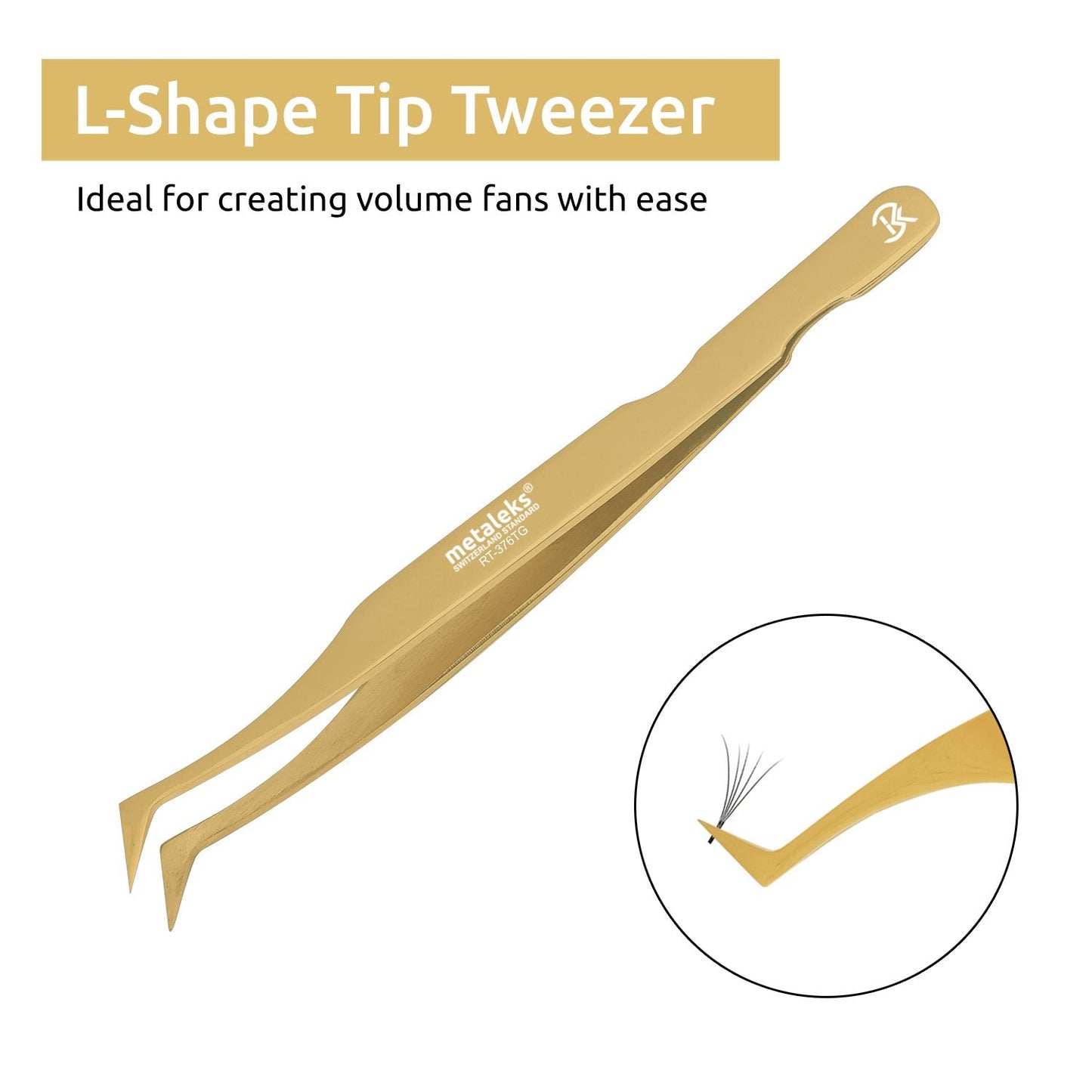 12cm Professional Golden Tweezers for Eyelash Extension Hand Crafted Japanese Stainless Steel Precision Tweezers (L-Shape Tip.) Beauty & Personal Care metaleks