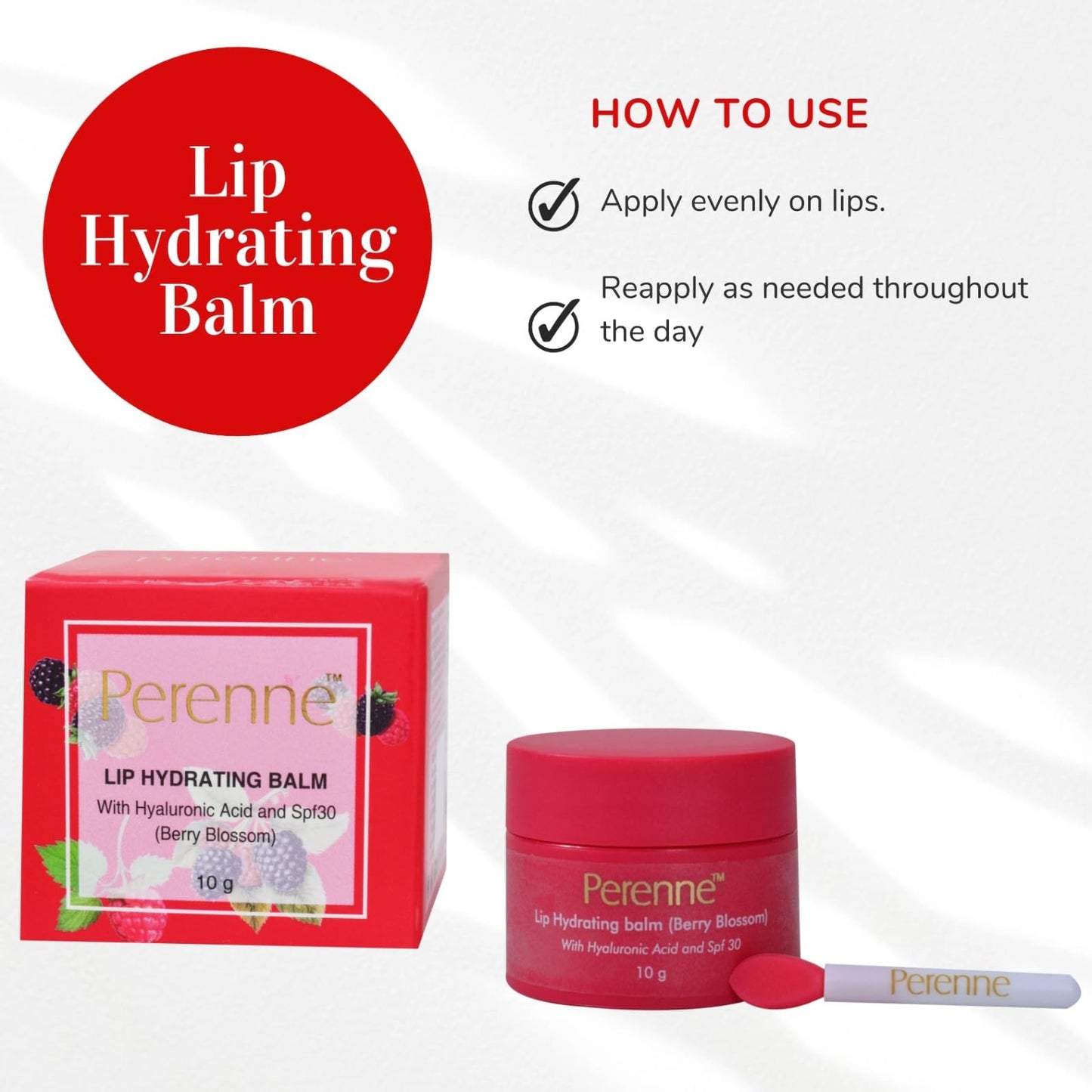 Perenne Lip Hydrating balm For (Berry blossom) With Hyaluronic acid and SPF (10 gm) Beauty and Personal Care Perenne