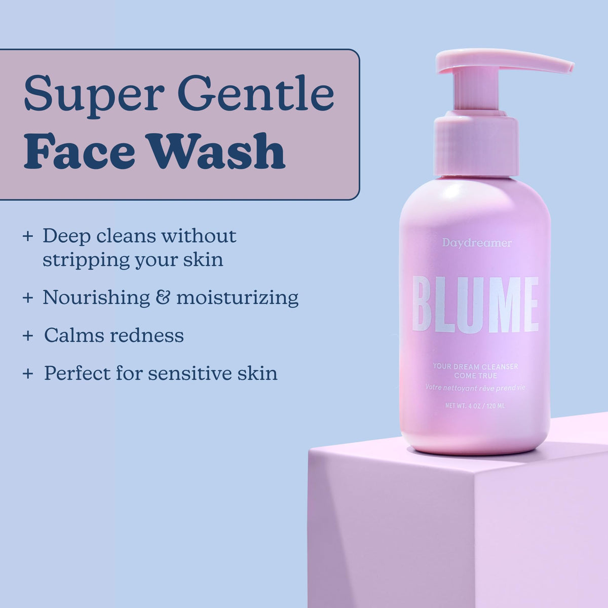 Blume Daydreamer Hydrating Face Wash for Women & Men - Gentle Facial Cleanser Enriched with Chamomile & Lavender to Soothe Skin - Non-Stripping Cream Beauty & Personal Care Blume