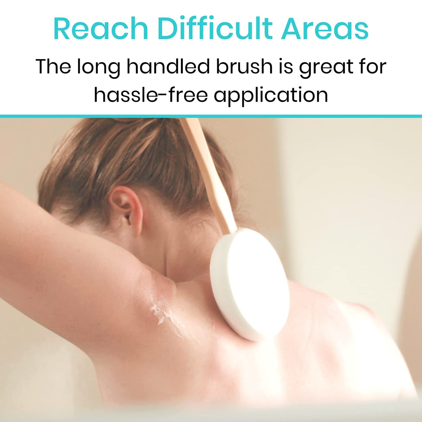 Vive Lotion Applicator for Back, Feet (17.5") - Self Washer Beauty Shower Sponge, Long Handle Cream Wand for Elderly, Women - Apply Medicine, Skin Beauty and Personal Care Vive